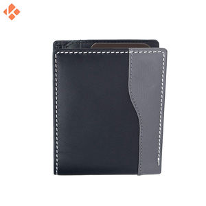 Cartera corta de piel de vaca auténtica para hombre con diseño de logotipo personalizado 2025, cierre abierto, forro de poliéster, patrón de rayas, precio de venta al por mayor - Product Image 2