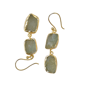 ต่างหูห้อยประดับพลอยเพรนไนต์ชุบทองแบบสองเม็ด สำหรับผู้ค้าส่ง ผู้จัดจำหน่าย และผู้ซื้อที่ต้องการสั่งซื้อจำนวนมาก - Product Image 2