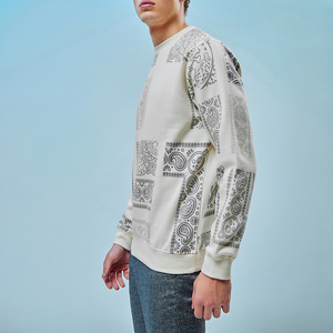 Personalizado blanco cuello redondo unisex 100% algodón grueso GSM sudadera de gran tamaño bordado cuello redondo en blanco hombres sudadera - Product Image 5
