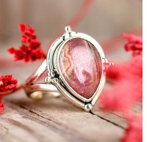 Anillo de piedras preciosas Bohemias de plata esterlina para mujer con piedra de Rodocrosita Natural joyería de regalo de alta calidad - Product Image 4