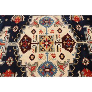 Tapis de 7,8 x 9,9 pieds, tapis turc vintage, tapis en laine bleu et rouge à pois - Product Image 5