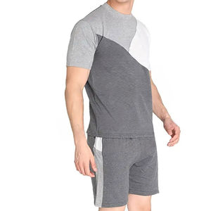 Conjuntos de pantalones cortos de verano para hombre transpirables informales de algodón, camiseta de manga corta de punto personalizada y traje de pantalones cortos - Product Image 5