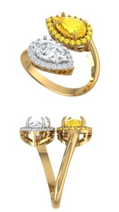 Solitaire fantaisie personnalisé en forme de poire VVS ensemble de bijoux fins Moissanite 100% Satisfaction garantie 14k 18k or 925 bagues en diamant - Product Image 2