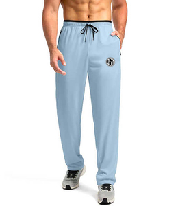 Pantalon de survêtement respirant avec logo personnalisé pour hommes, pantalon léger de base de haute qualité, coupe régulière, style décontracté de grande taille avec devant plat - Product Image 1