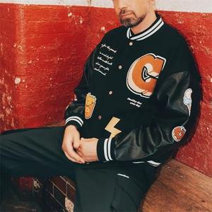 Veste bomber universitaire en cuir avec logo brodé en chenille personnalisé, corps en laine, manches en cuir, lettres brodées pour hommes, collège - Product Image 5