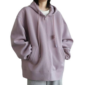 Sweat à capuche tricoté à col montant de Style décontracté personnalisé pour femmes automne hiver mode polaire épais sweats à capuche respirants zippés avec poche - Product Image 2