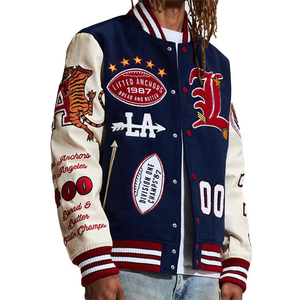 Nueva moda de invierno con logotipo personalizado, ropa de calle, chaqueta universitaria de gran tamaño, chaqueta de talla grande para hombre, chaqueta con letras de béisbol - Product Image 1