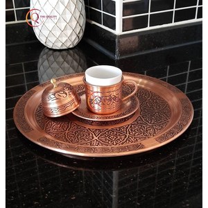 ถาดเสิร์ฟผลไม้ชุบเคลือบทรงกลมทำจากทองแดงสำหรับตกแต่งบ้านสุดหรูถาดเสิร์ฟผลไม้ทำจากวัสดุทองแดงแกะสลักสำหรับตกแต่งบ้าน - Product Image 4