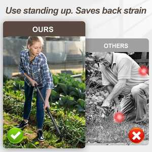 Houe de jardin industrielle haut de gamme de 45 pouces avec manche long en métal et lame en acier au carbone (8 pouces) – Outil 2-en-1 pour la culture et le désherbage - Product Image 3