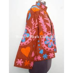 <b>Women's</b> Winter <b>Summer</b> cotrise <b>Jacket</b> Floral Design Embroidery Work Cotton-Filled Suzani <b>Jacket</b> for Party Wear Knitted Process - Product Image 4