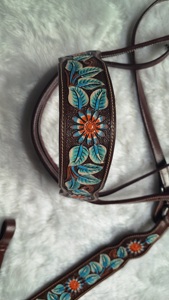 Luxury Custom Premium Western Horse Headstall Breast Collar High Quality <b>Equestrian</b> Riding Leather Rhinestones Handmade Custom - Product Image 3