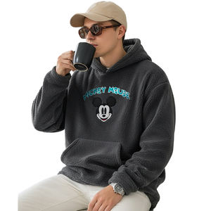 Soft <b>Sherpa</b> <b>Fleece</b> Hooded Sweatshirts Hudi Casual Street Wear Warm Fur Hoodies Custom Embroidery Oversized Pullover Hoodie <b>Men</b> - Product Image 3