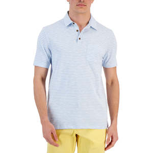 <span class=keywords><strong>Polo</strong></span> da Uomo Club Room Taglia L Blu Mélange a Righe, Lavorazione a Maglia Alta, Traspirante, Antipiega, Design Ricamato, Opzioni Plus fino a 6XL - Product Image 1