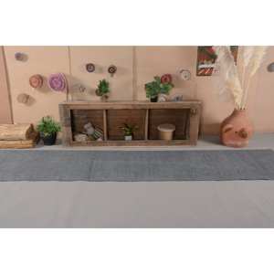 Tapis turc vintage moderne 2.4x 12.1ft gris grand rectangle tapis en laine patchwork pour salon ou couloir nouveau - Product Image 1