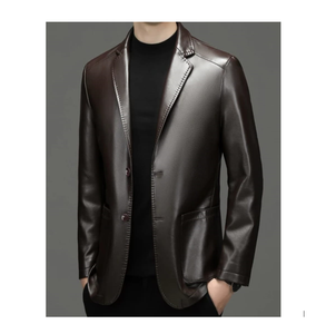 100% véritable haute qualité Style britannique décontracté coupe ajustée Blazer hommes respirant cuir doublure poches hiver grande taille mariages - Product Image 5