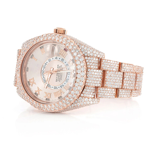 Montre à quartz ronde en acier inoxydable OEM ODM, style hip-hop, personnalisée avec diamants en moissanite, entièrement sertie, cadran en verre - Product Image 2