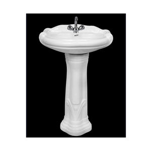 Fregadero de pedestal de cerámica blanca SANSO Acabado brillante de forma ovalada Capacidad de 20L 5 años de garantía - Product Image 1