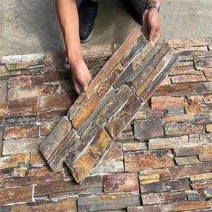 Revêtement mural en pierre naturelle de schiste rustique empilée, design moderne, anti-acide, anti-érosion, aspect fendu, tuiles de parement, villas, noir - Product Image 3