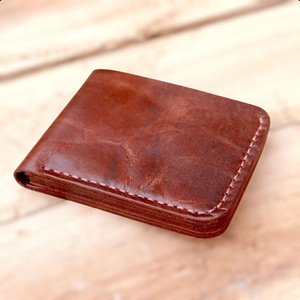 Cartera Plegable de Cuero Genuino Hecha a Mano Personalizada de Primera Calidad, con Bloqueo RFID, Cierre Abierto, Botón de Moda para Hombre, BFW-0155 - Product Image 2