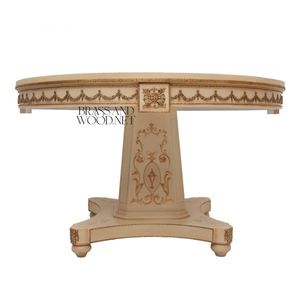 Mesa de Entrada Clásica de Lujo en Color Marfil, Latón y Madera - Product Image 4