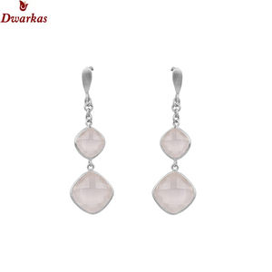 Pendiente clásico de Venta caliente para mujer Plata de Ley 925, conjunto de bisel de piedras preciosas de cuarzo rosa, pendiente de gota, stock listo, precio bajo - Product Image 1