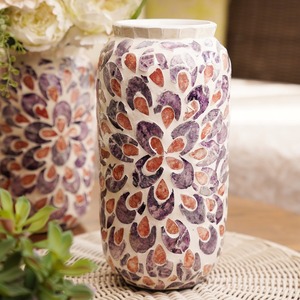 Florero con incrustaciones de nácar de tendencia, jarrones de concha de perla elegantes hechos a mano para centro de mesa de habitación - Product Image 2