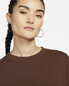 เสื้อสเวตเตอร์คอฟลีซระบายอากาศได้ดีสำหรับผู้หญิงคอลูกเรือแบบเย็บปักด้วยผ้าฝ้ายโอเวอร์ไซส์หรูหรา - Product Image 3