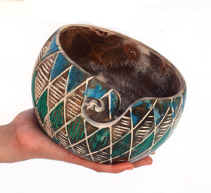 Bol de fil en bois fait main grand support de fil en bois de couleur antique durable avec conception lisse Crochet projets d'artisanat stockage de fil - Product Image 4