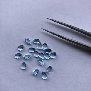 Topacio Azul Cielo Natural de 6x4 mm, Cabujón en Forma de Pera, Certificado IGI, Calidad AAA, Hecho a Mano en India, Piedras Sueltas para Joyería - Product Image 1