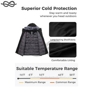 Abrigo de invierno grande y alto Chaqueta acolchada larga cálida con aislamiento grueso Parka de nieve Prendas de abrigo con capucha extraíble - Product Image 2