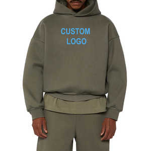 Survêtement d'hiver vintage personnalisé pour homme, sweat à capuche oversize et pantalon évasé, en molleton bouclette 500 GSM 100 % coton, séchage rapide et respirant - Product Image 4