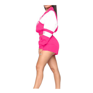 ชุดเสื้อผ้า2ชิ้นคุณภาพสูงสำหรับผู้หญิงชุดผ้าฝ้ายโอเวอร์ไซส์มีซิปเสื้อแจ็คเก็ตกันลมลายสีทึบ2026ฤดูใบไม้ผลิไซส์ใหญ่พิเศษ - Product Image 4