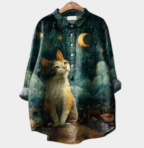 2025 nuova camicetta <span class=keywords><strong>da</strong></span> <span class=keywords><strong>donna</strong></span> estiva elegante, comoda, Casual, ampia e colorata con colletto arrotolato stampato - Product Image 3