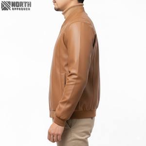 Design personnalisé de haute qualité décontracté mode en gros couleur brodé logo hiver veste en cuir hommes Blouson aviateur personnalisé - Product Image 4