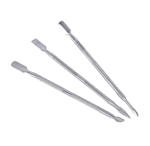 Empujador de cutículas de uñas de acero inoxidable, herramienta limpiadora de manicura y pedicura de doble cara, hoja curva para salones de Arte de uñas, eliminación de esmalte - Product Image 1