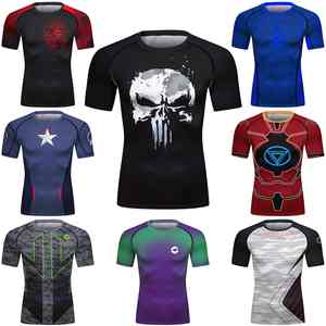 Camiseta de compresión de secado rápido para hombre, camiseta de manga corta para entrenamiento, deportes, gimnasio, Fitness, surf, gimnasia, ropa interior MMA 'Rush - Product Image 5