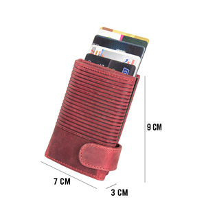 Porte-cartes en cuir véritable avec motif rayé - Product Image 6