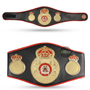 Ceinture de championnat de l'Association mondiale de boxe WBA, plaques centrales en alliage de laiton plaqué or sur une sangle en cuir noir, ceintures personnalisées - Product Image 1