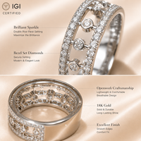 18K Weißgold Labor-Gezüchteter Diamant Smaragdschliff Eternity Ring Fassung-Set IGI-Zertifiziert Breiter Ring für Damen Party