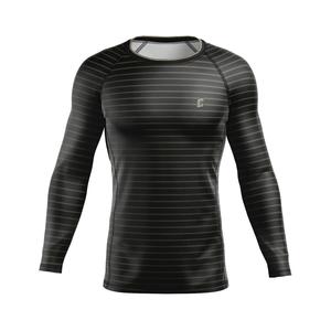 Rashguard pour homme à manches courtes, respirant, UPF50+, séchage rapide, antibactérien, 100% polyester, 220g, noir et or - Product Image 1