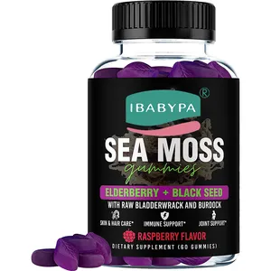 Gummie di muschio di mare con olio di sambuco e semi neri-promuove una bella pelle e capelli tiroide supporta una forte immunità