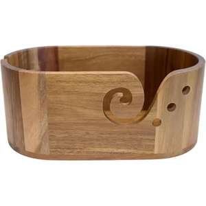 Cuenco de hilo de madera grande hecho a mano, organizador de ganchillo y tejido con accesorios de ganchillo para costura y regalo - Product Image 3