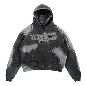 OEM Custom DTG Graphic Print 100% Cotton Heavyweight Fleece 500 GSM Windproof Hoodie No Drawstrings Loose Fit Oversized Drop - Product Image 4