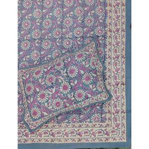 King Size 100% Cotton Hand Block Printed Double Bedsheet Pillow Covers Eco-Friendly Floral <b>Comforter</b> <b>Set</b> for Home 3pcs <b>Set</b> - Product Image 1