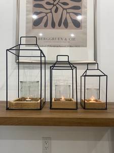 Lanternes en bois rustique et fer noir - Product Image 4