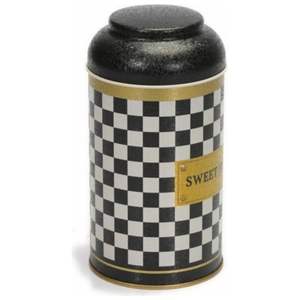 Boîte en métal ronde de 90mm avec couvercle en forme de dôme, damier, capacité de 0,9 L pour les organisateurs de bijoux, hauteur de 150mm - Product Image 2