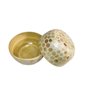 Vente en gros d'ustensiles de cuisine et de décoration du Vietnam de saladier en bambou filé avec nacre au design unique et abordable - Product Image 4