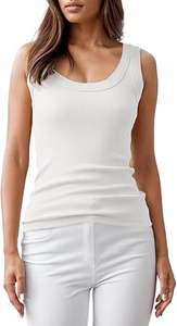 Débardeur en tricot côtelé 100% coton pour femmes, style décontracté à motif solide respirant - Product Image 6