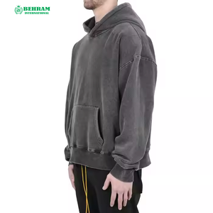 Sweat à capuche unisexe personnalisé avec logo brodé, effet délavé, vintage, en molleton/éponge française, respirant, séchage rapide, 100% coton lourd - Product Image 2