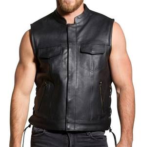 Best Price Men's Winter <b>Biker</b> <b>Leather</b> <b>Vest</b> Unique Design Plus Size New Fashion with Button Decoration Casual Top Fabric - Product Image 1